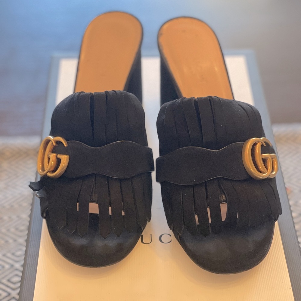 Gucci Marmot Peep Toe Mule
